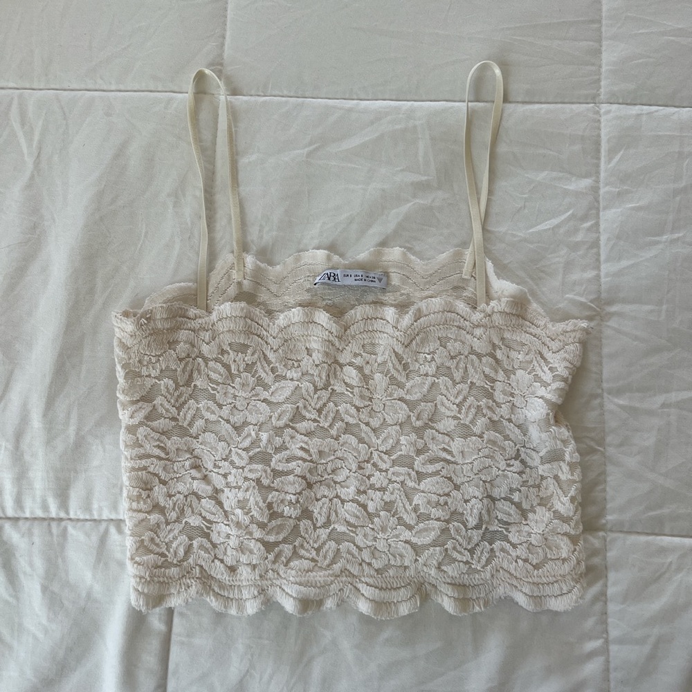 Zara White Floral Tank